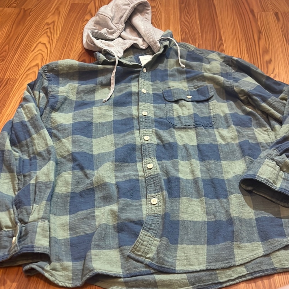 AE men’s flannel with hoodie